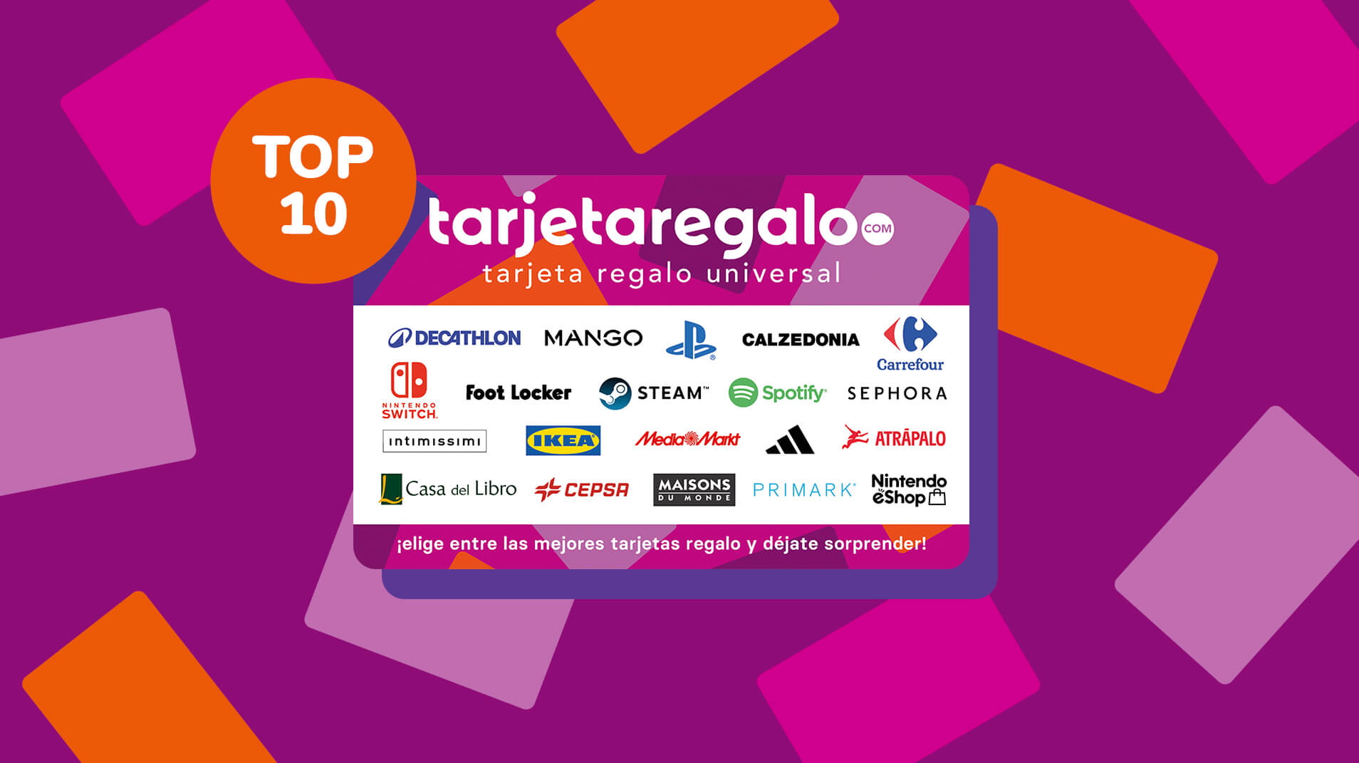 Top 10 tarjetas de regalo más populares en Tarjetaregalo.com